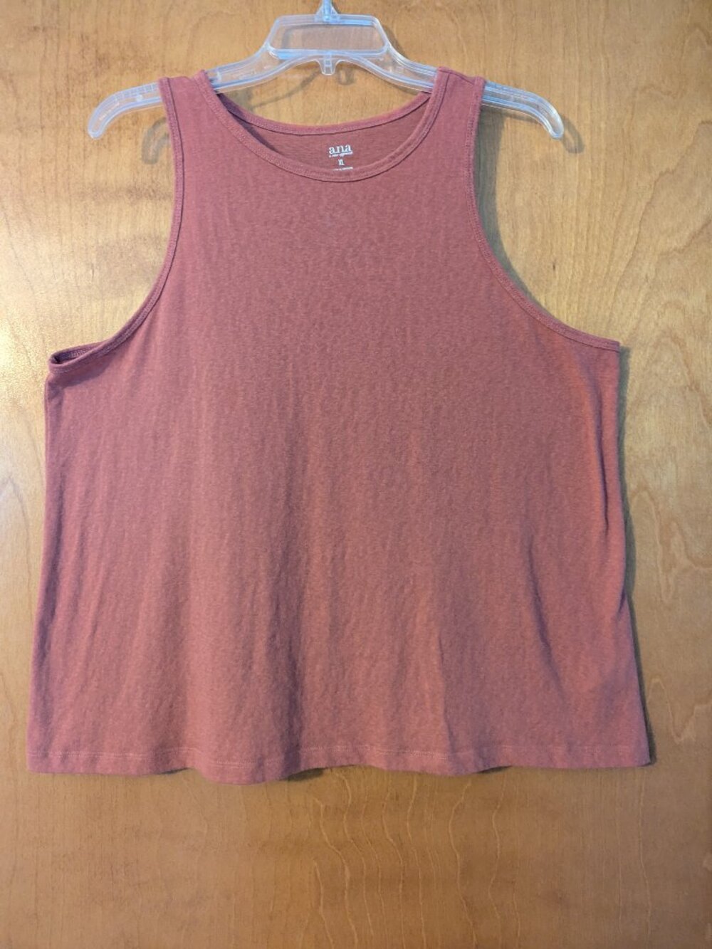 a.n.a Sleeveless Tank Top XL Dusty Rosewood High Neck Stretch Knit Casual Top